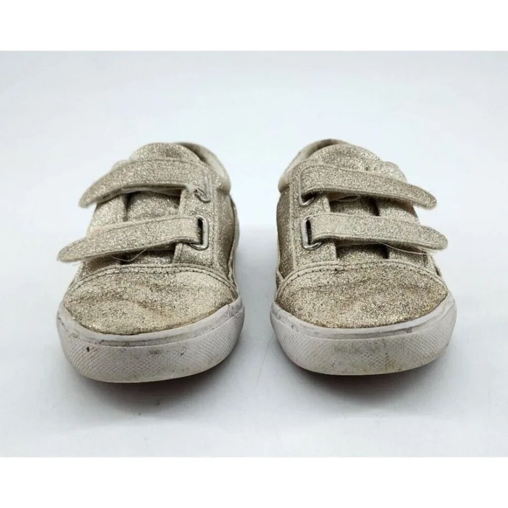 Tommy Bahama Girls Sneaker Shoes Hook & Loop‎ Straps Gold Glitter Youth Size 10